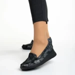 Mocasini dama negri cu gri din piele naturala Zofia