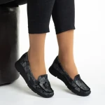 Mocasini dama negri cu gri din piele naturala Zofia