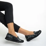 Mocasini dama negri cu gri din piele naturala Zofia