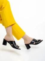 Papuci dama Marco negri din piele naturala Mohana