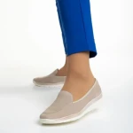 Pantofi dama bej din piele intoarsa Kamala