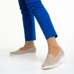 Pantofi dama bej din piele intoarsa Kamala