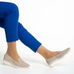 Pantofi dama bej din piele intoarsa Kamala