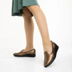 Pantofi dama aurii din piele naturala Kamala