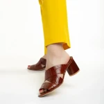 Papuci dama Marco maro din piele naturala Mohana