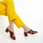 Papuci dama Marco maro din piele naturala Mohana