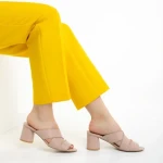 Papuci dama Marco bej din piele naturala Mohana