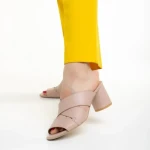 Papuci dama Marco bej din piele naturala Mohana