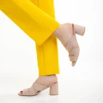 Papuci dama Marco bej din piele naturala Mohana