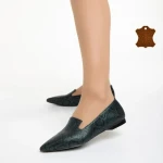 Balerini dama Marco verzi din piele naturala Lally