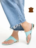 Papuci dama Marco albastri din piele naturala Fulvia