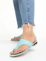 Papuci dama Marco albastri din piele naturala Fulvia