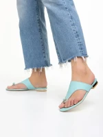 Papuci dama Marco albastri din piele naturala Fulvia