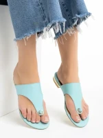 Papuci dama Marco albastri din piele naturala Fulvia