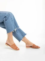 Papuci dama Marco portocalii din piele naturala Elba