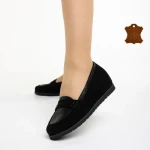 Mocasini dama Marco negri din piele intoarsa Maryana