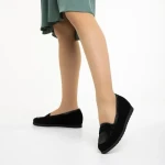 Mocasini dama Marco negri din piele intoarsa Maryana