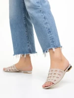 Papuci dama Marco bej din piele naturala Elba