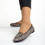 Balerini dama Marco bej leopard din piele intoarsa Teresita