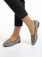 Balerini dama Marco bej cu negru din piele intoarsa Teresita