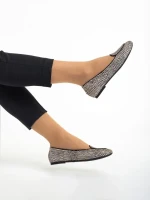 Balerini dama Marco bej cu negru din piele intoarsa Teresita