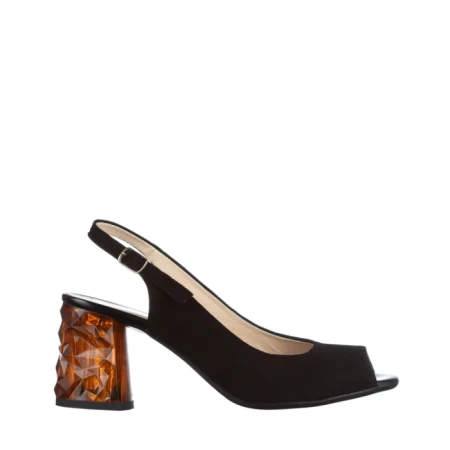Sandale dama Marco negre din piele intoarsa Araceli