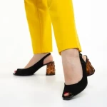 Sandale dama Marco negre din piele intoarsa Araceli