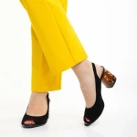 Sandale dama Marco negre din piele intoarsa Araceli