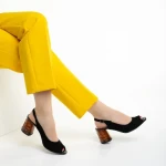 Sandale dama Marco negre din piele intoarsa Araceli