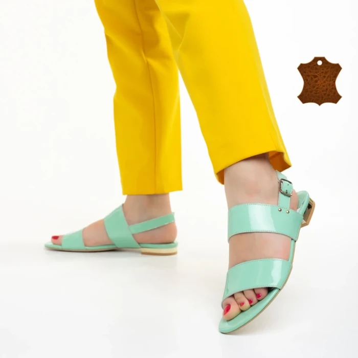 Sandale dama Marco verzi din piele naturala lacuita Kinslee