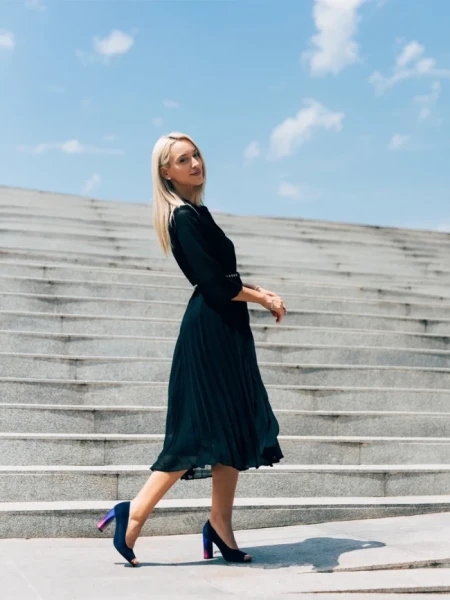 Pantofi dama Marco albastri din piele intoarsa Cecelia