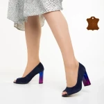 Pantofi dama Marco albastri din piele intoarsa Cecelia