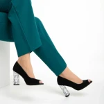 Pantofi dama Marco negri din piele intoarsa Cecelia