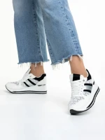 Pantofi sport dama albi cu negru din piele ecoloigca Izebel