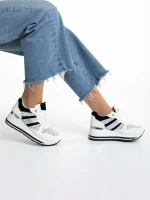 Pantofi sport dama albi cu negru din piele ecoloigca Izebel