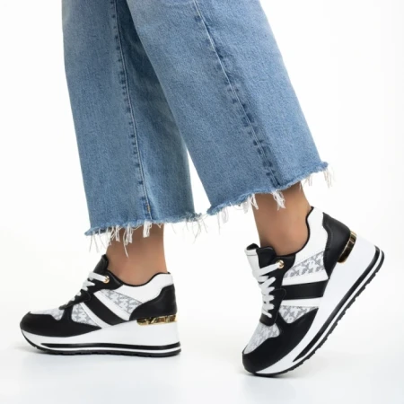 Pantofi sport dama negri din piele ecoloigca Izebel