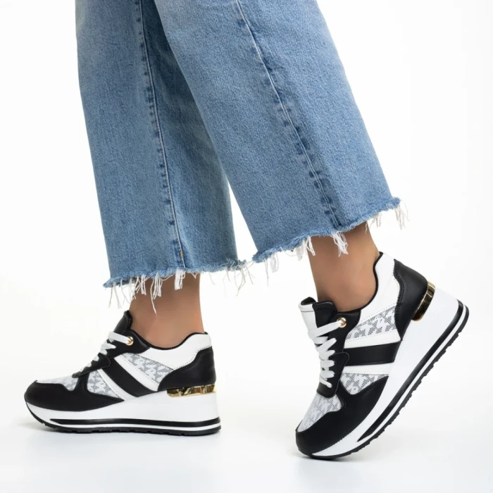 Pantofi sport dama negri din piele ecoloigca Izebel