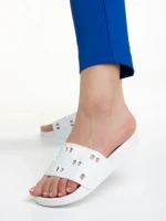 Papuci dama albi din material sintetic Raimonda