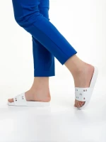 Papuci dama albi din material sintetic Raimonda