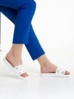 Papuci dama albi din material sintetic Raimonda