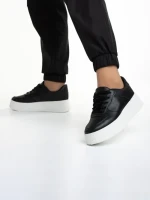 Pantofi sport dama negri din piele ecologica Juliska