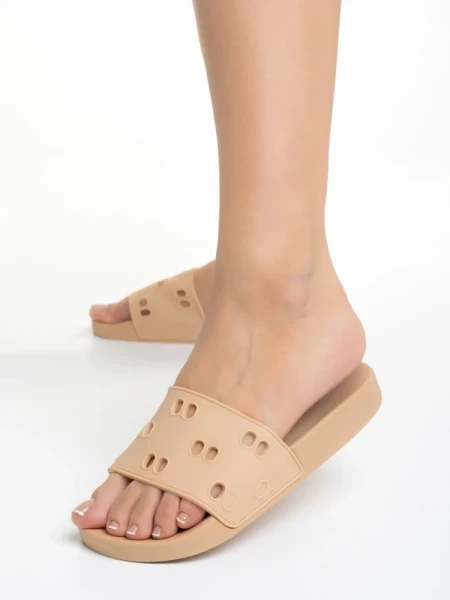 Papuci dama bej din material sintetic Raimonda