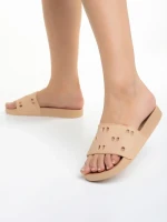 Papuci dama bej din material sintetic Raimonda