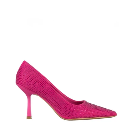 Pantofi dama fucsia din material textil cu toc Inga