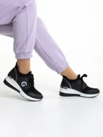 Pantofi sport dama negri din piele ecologica si material textil Alix