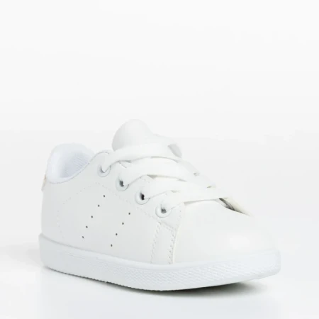 Pantofi sport copii albi cu rogvaiv din piele ecologica Omar