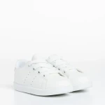 Pantofi sport copii albi cu rogvaiv din piele ecologica Omar