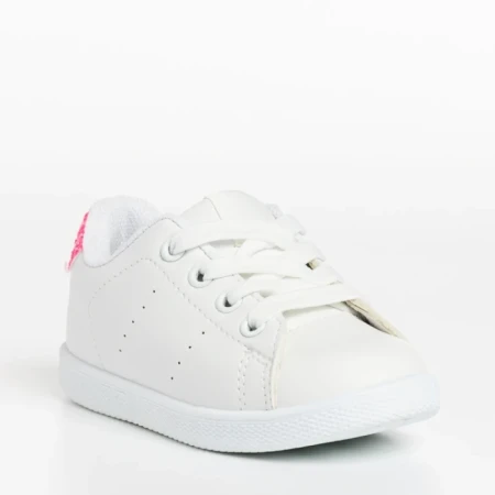 Pantofi sport copii albi cu fucsia din piele ecologica Omar