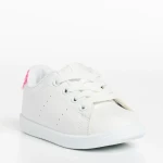 Pantofi sport copii albi cu fucsia din piele ecologica Omar