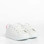 Pantofi sport copii albi cu fucsia din piele ecologica Omar